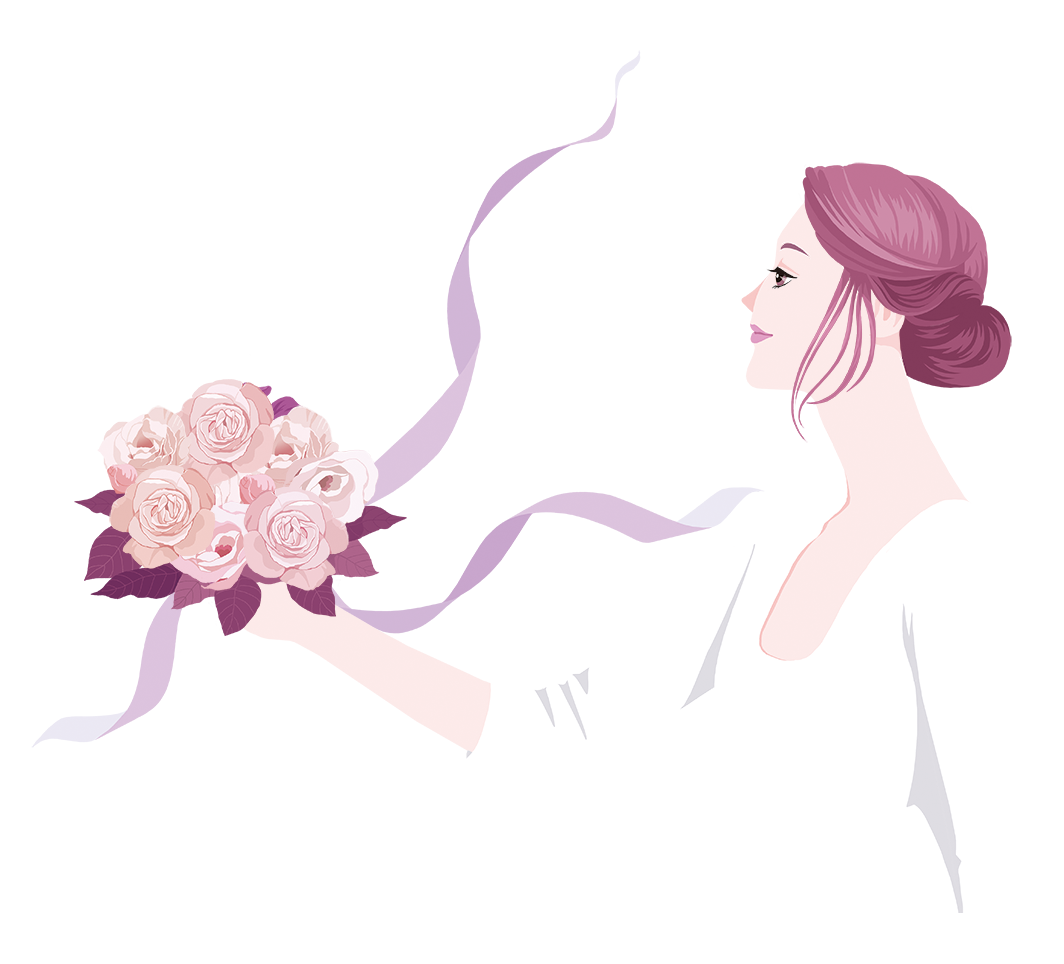 女性とバラを描いたプロフィールイラスト